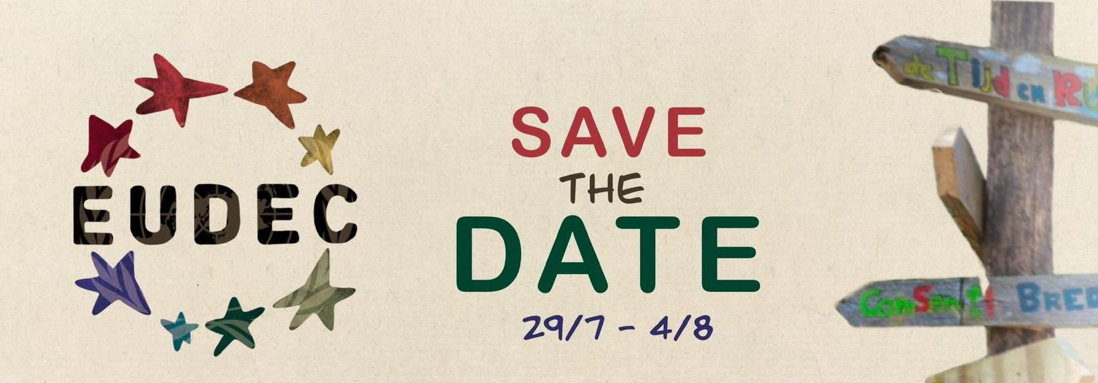 Logo Eudec with text: Save the Date for EUDEC 2024: 29/7 - 4/8